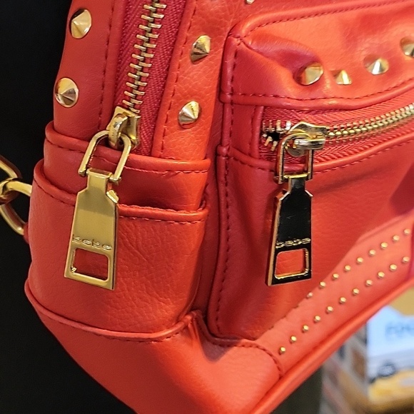 Bebe Red Studded Backpack - Picture 4 of 13